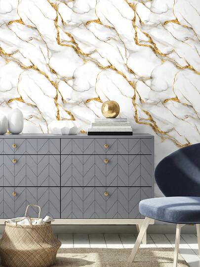 1 Rollo de 1m/3m/5m Papel tapiz de textura de mármol vintage dorado de lujo, estilo minimalista moderno, papel de contacto autoadhesivo y removible, papel tapiz de vinilo para decoración del hogar DIY, fondo de habitación, dormitorio, cocina, sala de estar, baño, gabinete, renovación de muebles