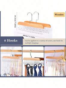 3pcs Multifunctional Wooden Hanger, 8 Hooks, 360 °   Rotation, Space Saving, Can Hang Bras, Shirts, Underwear, Vests, Hats, Ties, Straps And Other Clothing. Seamless Hanger, Suitable Back To School, Study Supplies, Also A Birthday, Anniversary, Valentine's Day,, Halloween, Teacher's Day, Graduation Ceremony, Back To School, Thanksgiving And Other Occasions. 12SF - Multicolor - View 11