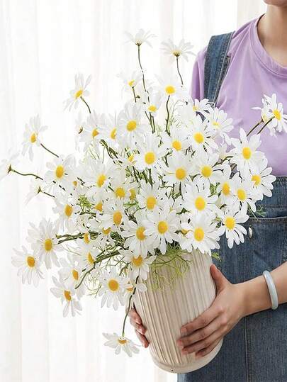 40pcs Artificial Daisy Flowers, European Style Small Daisy Fake Flowers For Home Decor, Autumn Fake Plants For Dining Table, Living Room, Valentine's Day, Birthday, Graduation Gift, Autumn Wedding Vase Decor, Holiday Party Accessories, Outdoor Garden Decor