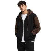 Men's Casual Style Plain 2-Color Hooded Sweatshirt With  Pocket - Rust Brown - View 1