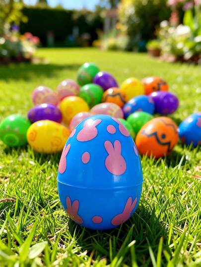 12Pcs Colorful Plastic Easter Eggs Fillable Surprise Eggs For Easter Egg Hunt Party Favors Birthday Gifts Spring Garden Decorations
