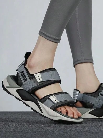 Dép xăng đan PUMA Velo, dép đi biển thoải mái, unisex, màu đen/xám. - Xám đen - Xem 1