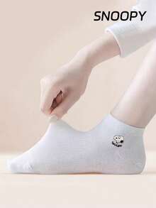 12/6/3/1 Đôi tất ngắn mùa hè dành cho nữ, họa tiết SNOOPY thêu tay chính hãng, thiết kế hoạt hình dễ thương, thoáng khí, thấm hút mồ hôi, kiểu dáng thường ngày, unisex - Nhiều màu - Xem 8