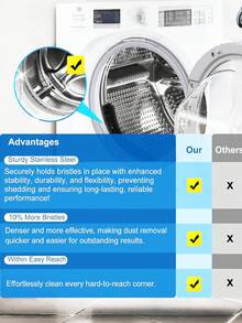 1 Pack Dryer Vent Cleaner Kit Dryer Lint Brush Vent Cleaner Long Flexible Refrigerator Dryer Lint Vent Trap Brush Gas Electric Fire Prevention Exhaust - 黑色 - 查看 8
