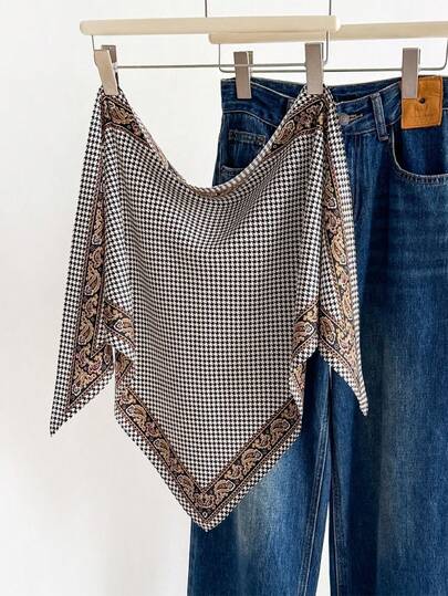 1pc 2026 Spring Vintage Cashew Flower Jacquard Triangular Scarf, Women's Lightweight Fashionable Headscarf, Versatile Neck Wrap Shawl Suitable For Outdoor, Photography, Dating, Travel