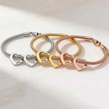 1pc Stainless Steel Heart-Shaped Family Name Bracelet - Mother's Day Gift, Gift For Mom, Customized Grandma Bracelet With Grandchildren Names, Women's Bracelet, Gold Bracelet, Adjustable Bracelet, Customizable Name - Multicolor - View 3