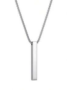 1 pièce Collier pendentif cylindrique géométrique en acier inoxydable pour homme, cadeau pour le petit ami - Multicolore - Voir 9