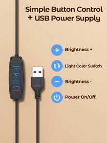 Đèn bàn LED bảo vệ mắt, 10 mức độ sáng, 3 chế độ chiếu sáng, cần đèn linh hoạt, đèn bàn học tập có kẹp, cổng USB, đèn bàn máy tính. - USB - Xem 4