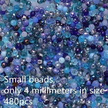 480pcs/Pack 4mm Blue Glass Flat Beads, DIY Jewelry Making Accessories For Rings, Bracelets, Necklaces, Earrings, Anklets - Royal Blue - View 22