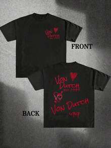 Apricot 1pcs Women's Double-Sided Printing Von Dutchh Heart Logo With Key And Year 1999 Fabric Soft & Skin-Friendly Unisex Style Gifts For Spring Festival, Valentine's Day, St. Patrick's Day & World Cup-Van Dutch Dragon Print Women T Shirt Classic Americana Style Graphic Tee-Vintage Street Style Unisex Loose Cotton Short Sleeve Crew Neck T-Shirtwomens Clothes,Graphic T Shirt,Ropa De Verano Mujer - Black - View 7
