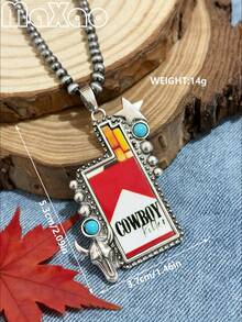Women's Vintage Western Country Style Multi-Pattern Printed Necklace (4MM Pearls 16 Inch Length). Suitable For Daily Wear, Dates, Attending Theme Parties, You Will Get Lots Of Compliments From Friends When Wearing It - Multi-color Printed Necklace - View 17