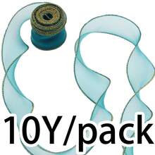 (10 yardas/paquete) Cinta decorativa con borde dorado ondulado, accesorio para el cabello, lazo hecho a mano DIY, cinta de encaje de satén decorativa - Mezcla de colores - Ver 14