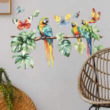 Parrot Branch Wall Sticker, Tropical Jungle Animal Pet Wall Decal For Bedroom, Living Room, Home Decor - Multicolor - View 3