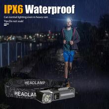 1 pezzo Faro a LED ricaricabile - Super luminoso con sensore infrarosso, ricarica Type-C, regolabile a 180°, design con magnete potente, adatto per campeggio, corsa, escursionismo, pesca notturna e caccia all'aperto - Multicolore - Visualizzare 8