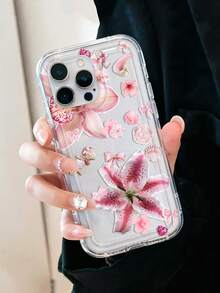 可爱粉色百合花图案印花透明TPU软壳保护套，兼容 13/11/17/17 Pro/16/14/15/15 Pro/15 Plus/15 Pro Max/7 Plus/8 Plus/X/Xs Max/Xr/11 Pro/12 Pro/13 Pro/14 Pro/12 Mini/13 Mini/11 Pro Max/12 Pro Max/13 Pro Max/14 Pro Max/14 Plus/17 Pro Max/17 Air/6/6s Plus/7/8/16 Pro/16 Plus/16 Pro Max/SE2/17 Pro Max 和 Galaxy A54/A14/A12/A13/A15/A32/A33/A24/A52S/S20/S21/S22/S23/S24/S23 Plus/S24 Ultra/S25/A15/A33/A23 - 彩色 - 查看 3