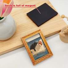 1 Piece Of Interesting Hakimi Refrigerator Magnet, Black Cat Riding A Shark Wooden Mini Decorative Painting, Wooden Refrigerator Sticker, Ocean Adventure Theme Home Decoration, Fun Kitchen Accessory - 預設 - 查看 8