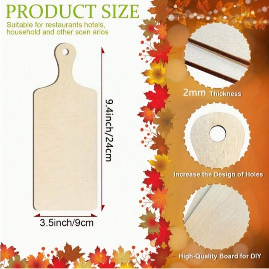 10/12件装带手柄木制工艺品，空白木板，可用于DIY绘画