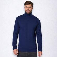 Baronesa Tricot Cacharrel Men's Cold Weather Blouse High Neck Knitting - 藏蓝色 - 查看 11