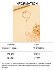 2件套金色极简透明水晶手工链条八角形指环手链，时尚女式饰品，适合日常佩戴和派对场合 - 金色 - 查看 5