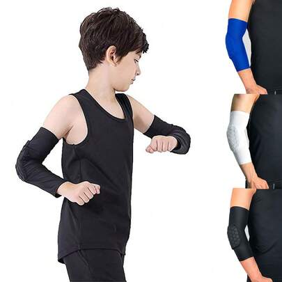 1 miếng bảo vệ khuỷu tay cho trẻ em và thanh thiếu niên, dạng tổ ong, nén, dùng trong thể thao, thích hợp cho bóng rổ, bóng chày, bóng đá, bóng chuyền, đấu vật, đạp xe.