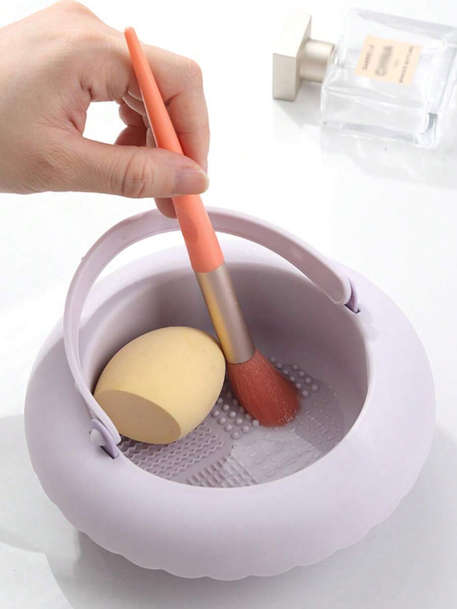 1pc New Makeup Brush Cleaning Bowl, Puff And Brush Drying Rack, TPR Makeup Sponge Cleaning Tool - Multicolor - View 1