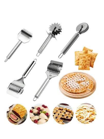 1pc Stainless Steel Creative Kitchen Baking Tool Set, Pasta Cutter With Round Handle, Household Single Wheel Pasta Roller, Manual Dough Roller, 5-Wheel Meat Tenderizer, Pizza Cutter Wheel, Multi-Function Pasta Cutter, Kitchen Accessories