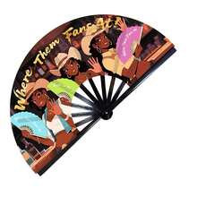 大型折叠扇，欧美流行风格，热门图案印花摄影道具扇，适合日常聚会、化装舞会、篝火晚会等场合。 - 彩色 - 查看 8