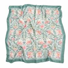 1条女士新款110*110厘米卷边大方巾，花卉印花，印尼风格头巾/披肩 - 彩色 - 查看 14