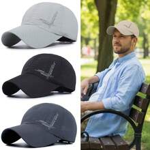 Summer Breathable Perforated Quick-Drying Baseball Hat For Women Men Letter Embroidery Fishing Sun Protection Peaked Cap Cycling Travel Sports Hat - Multicolor - View 2