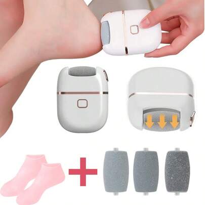 1pc Electric Foot Grinder,Electric Foot File Electric Foot Callus Remover, 3.7V 500mAh,Callus Remover For Feet, Pedicure Tools For Feet Rechargeable Waterproof, Waterproof, 2 Speeds, 3 Grinding Head Replacement Set, Suitable For Both Men And Women To Remove Dry Skin And Dead Skin On Feet