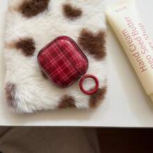 Retro Red Plaid Earphone Case With Hanging Ring, Cute & Minimalist Protective Cover Compatible With AirPods Pro 2, Pro, 4, 3, 1/2 For Women - Red - View 6