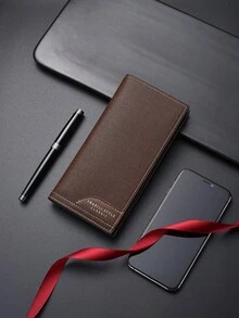 SHABILI 男士钱包，创意中长款纤薄对折钱包，大容量名片夹，男士现金钱包，长款钱包，腕包，旅行必备夏季钱包 - 銅色 - 查看 7