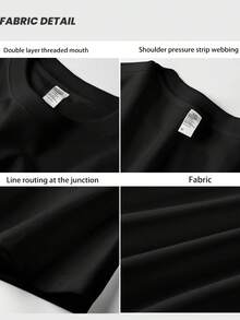 Camiseta de manga corta para hombre, de algodón puro de alta calidad, con estampado de marca de moda, nueva, informal de verano, talla grande, holgada y versátil. - Negro - Ver 3