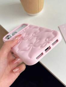 1个新款时尚粉色3D立体蝴蝶结绗缝手机壳，适用于苹果 17、17 Pro Max、16 Pro Max、16 Pro、16、15 Pro Max、15 Pro、15、14、13、12 Pro Max手机壳 - 淺粉色 - 查看 4