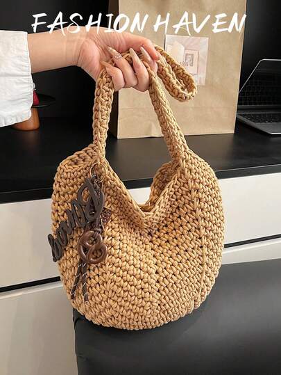 1pc New Fashionable One Shoulder Crossbody Handbag, Large Capacity Woven Bag For Women, Suitable For Party, Banquet, Daily Commute, Can Store Phone, Mirror, Keys, Lipstick, Wallet, Ideal For Christmas, Mother's Day, Birthday Gift