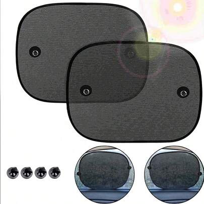 2pcs Car Sun Visor Car Side Blocking Sunscreen Heat Insulation Light Absorption Curtain Summer Small Car Window Curtain Side Gear Plate Blackout Cloth