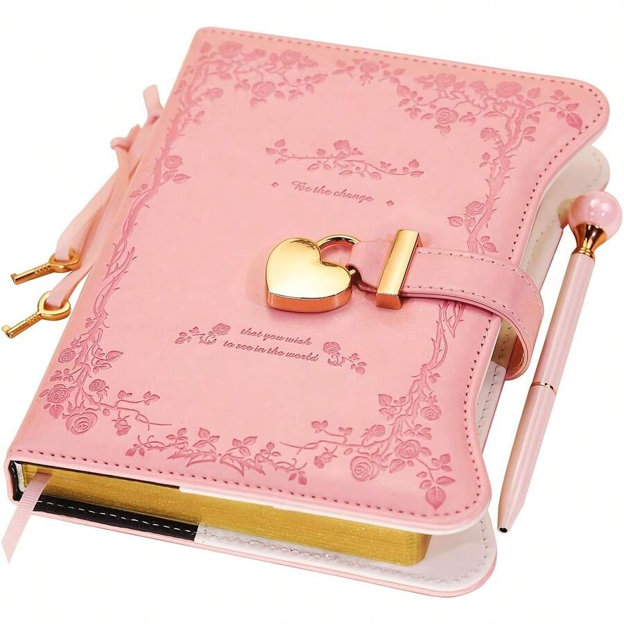 This Diary Comes With A Pen, Lock, And Key-A Unique Gift Idea Suitable For Both Men And Women. This 360-Page Women's Diary, B6 Size, Is Perfect For Writing Down Secrets. Its Garden-Themed Design Makes It An Ideal Gift. A Women's Diary, Personal Journal, Personal Diary, Scrapbook, Decorative Magazine, Garden Pattern-A Sophisticated Diary. - B-Hồng - Xem 1