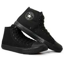 Casual/Fitness/Skater Sneakers In BLACK. White Star, 34/43. Fabric With Rubber Sole. - 黑色高幫 - 查看 4