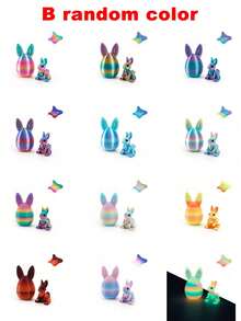 1pc 3D Rabbit Easter Egg, Creative Holiday Decor Gift, Suitable For Family Events, Holiday Outdoor, Easter Egg Hunt, Birthday Party, Outdoor Fun, Lawn Carnival, Thanksgiving, Back To School (Random Color Distribution In Rainbow Series) - Multicolor - View 12