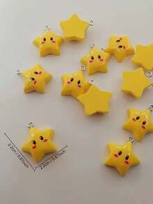 Cute Star Charms, Yellow Resin Pendant For DIY Jewelry Making, Necklace Bracelet Keychain Craft Supplies, No Mosaic Material, Cute Theme - Multicolor - View 2