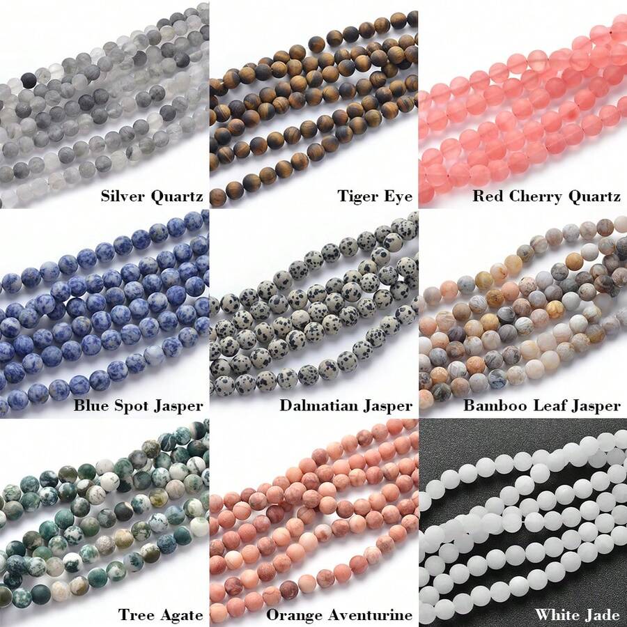 1 Strand 8mm Natural Stone Tiger Eye Blue Spot Jasper Matte Round Beads Loose Beads For Jewelry Making, DIY Crafts & Healing Crystals - Multicolor - View 1