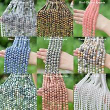 1 Strand 8mm Natural Stone Tiger Eye Blue Spot Jasper Matte Round Beads Loose Beads For Jewelry Making, DIY Crafts & Healing Crystals - Multicolor - View 2