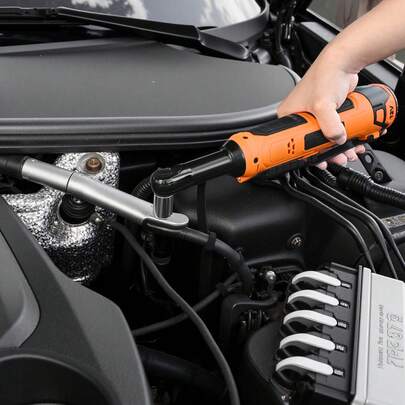 Cordless Ratchet Wrench, 3/8 Inch Drive, 230 RPM, Up To 33 Ft-Lbs Of Torque, Battery Powered Electric Ratchet Wrench Set With Two 2.0Ah Batteries, Charger, Sockets, Adaptor And Carrying Case