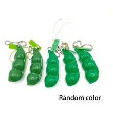 Pea Pod Squeeze Fidget Keychain - Edamame Stress Relief Toy For Skin Picking & Anxiety, Portable 2-Color Decompression Pea Bean Keyring, Fun Party Favor & Sensory Toy For All Ages(Light Green) - Green - View 9