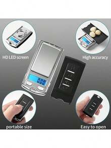 1pc Portable Digital Pocket Scale, 200g/0.01g Precision, Battery Powered Mini Electronic Scale, Suitable For Jewelry, Food, Automotive Detailing, With Keychain, Non-Rechargeable Button Battery - Black - View 7