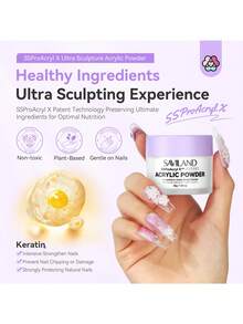 SAVILAND 超顺滑透明亚克力粉，角蛋白专业亚克力美甲粉，适用于3D雕刻美甲、延长甲和法式美甲，无需美甲灯，沙龙工作室家用DIY美甲入门套装 - 無色 - 查看 5