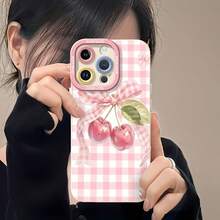 Cerezas rosas atadas con un lazo.funda de teléfono Fundas compatibles con ,Apple,VIVO,OPPO,,, y Honor.Fabricadas en silicona TPU,ofrecen protección contra golpes y caídas. - Blanco - Ver 6