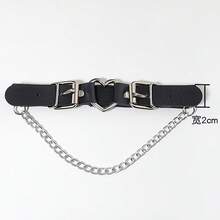 女士可调节腿部吊袜带，朋克哥特风仿皮大腿链，黑色PU皮大腿束缚带，夜店万圣节链条配饰 - 彩色 - 查看 3