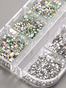 Multi-Size AB Crystal Rhinestone Nail Art Decoration Set, Flat Back Transparent Crystal Rhinestones DIY Nail Decor With Nail Wax Pencil, Tweezers And Other Nail Art Supplies - Multicolor - View 8