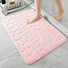 1pc Coral Velvet Stone Texture Embossed Floor Mat, Pebble Anti-Slip Door Mat, Waterproof Absorbent Cushioned Mat For Kitchen, Laundry Room, Bedroom, Bathroom - Multicolor - View 4
